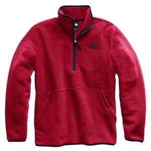 Used/Like New - The North Face Dunraven Sherpa 1/4 Zip Fleece, Red/Black